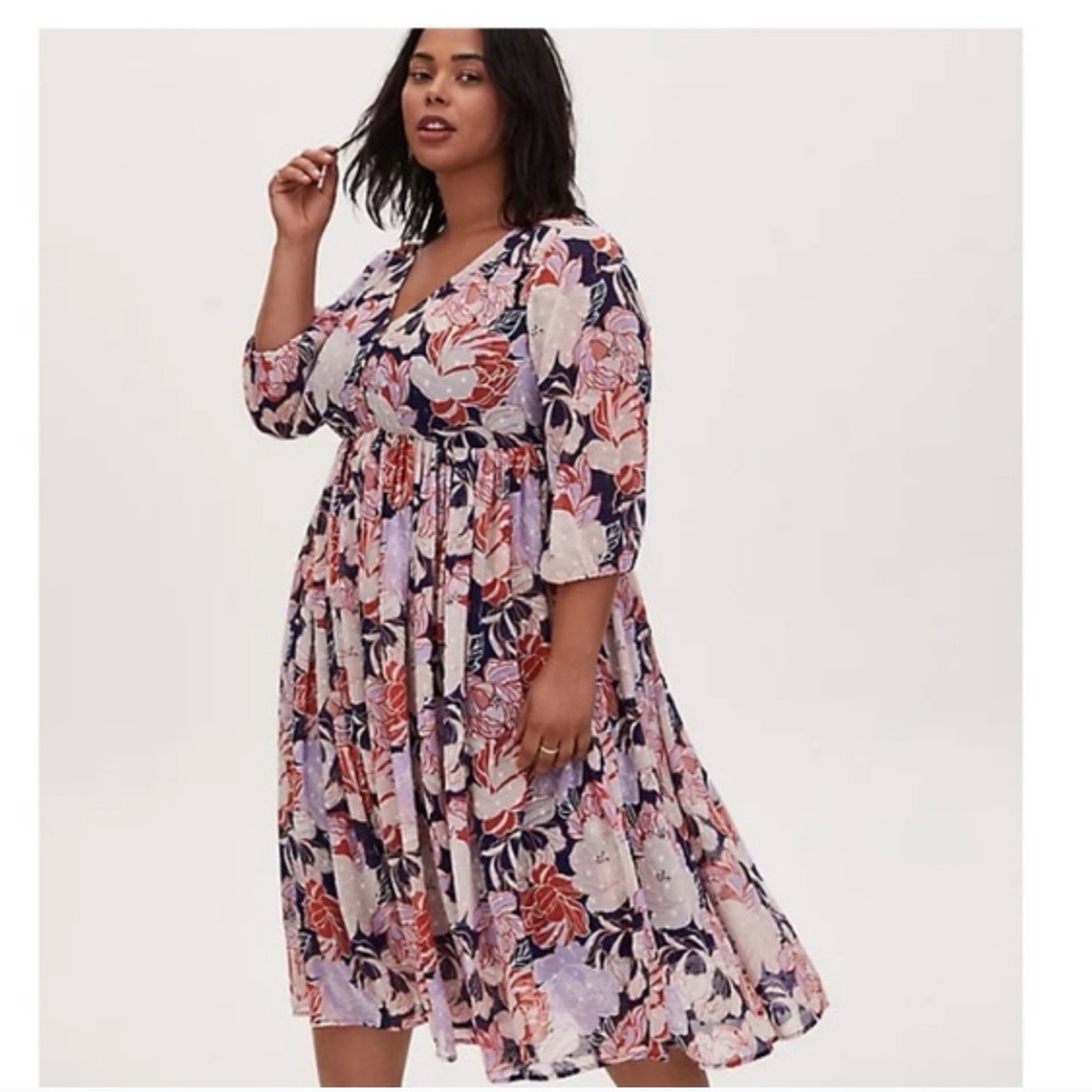 Torrid Floral tea length dress size 1